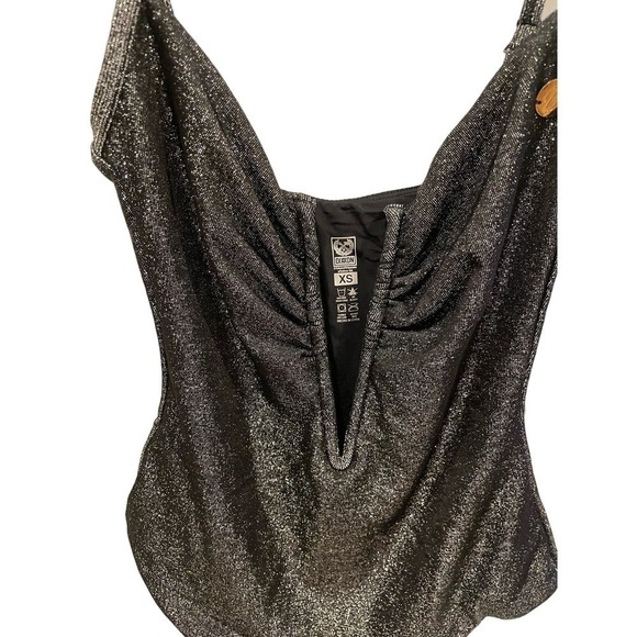 NWOT DIXXON WOMEN'S SUPREME ONE PIECE SWIMSUIT - SILVER SPARKLE, size XS - Picture 3 of 13